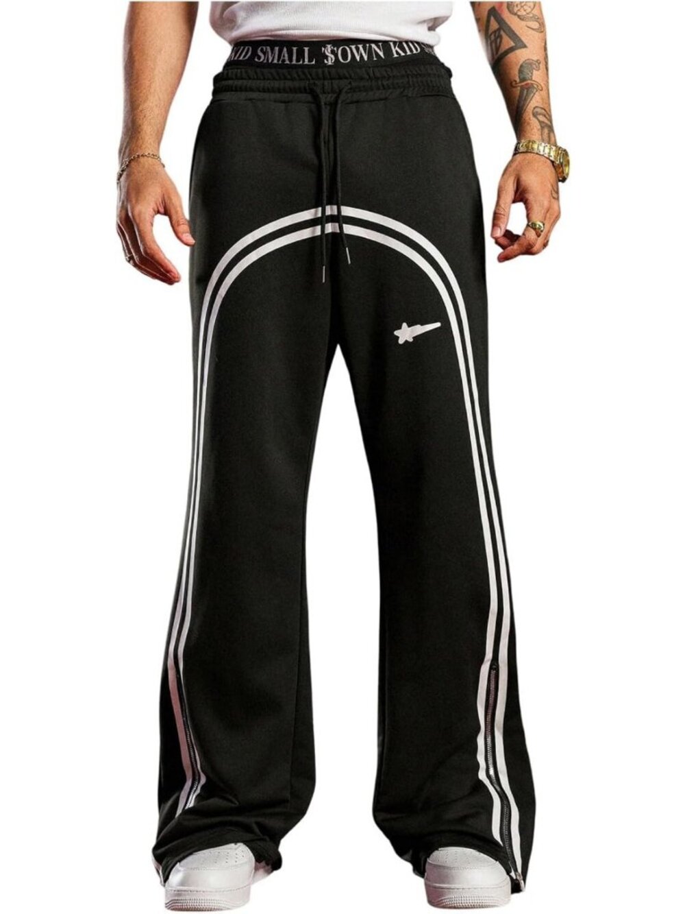 Men's Striped Baggy Sweatpants | Y2K Wide Leg Pants with Pockets, Comfy Fit